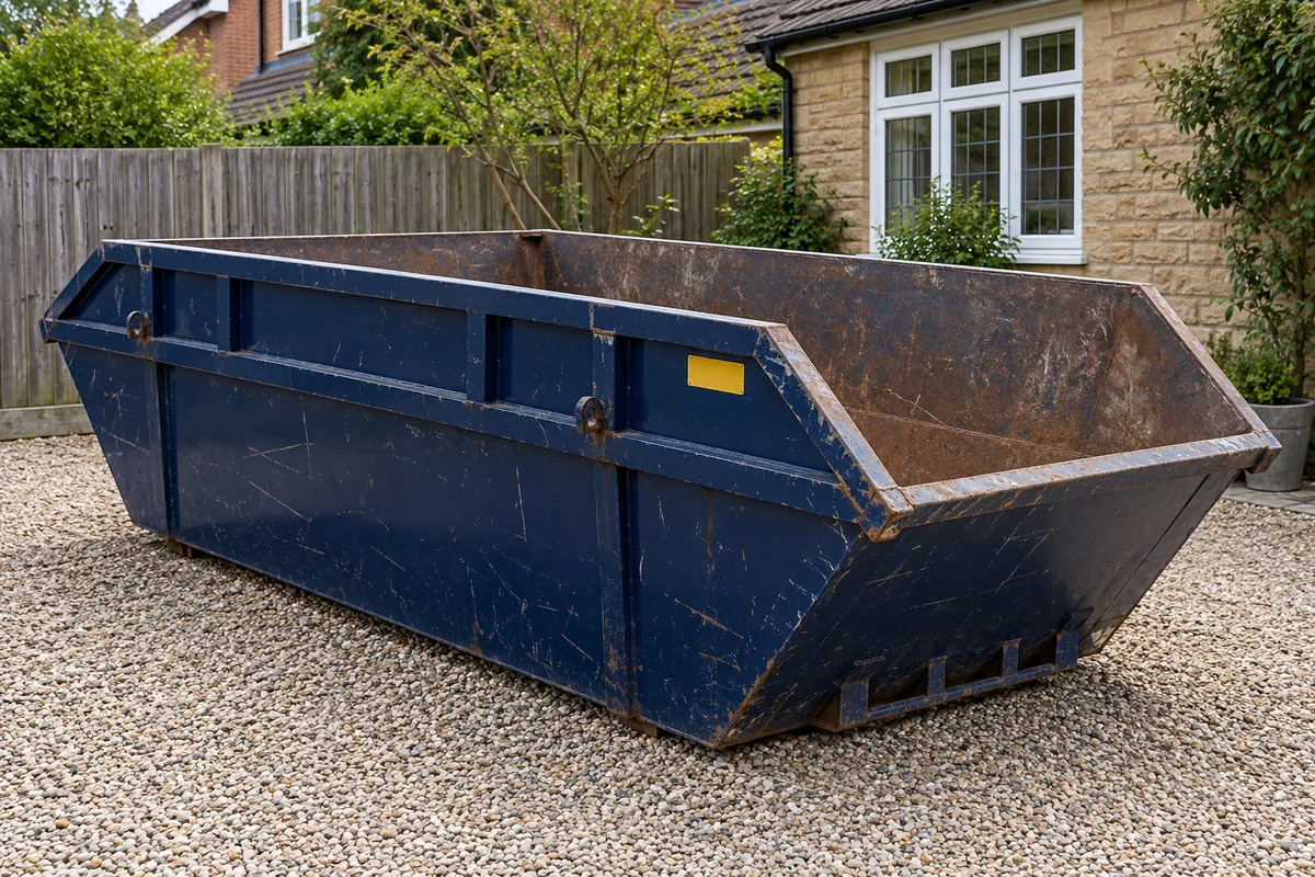 Eight-yard blue skip with an open interior