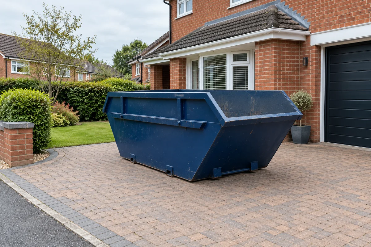 Skip on private driveway