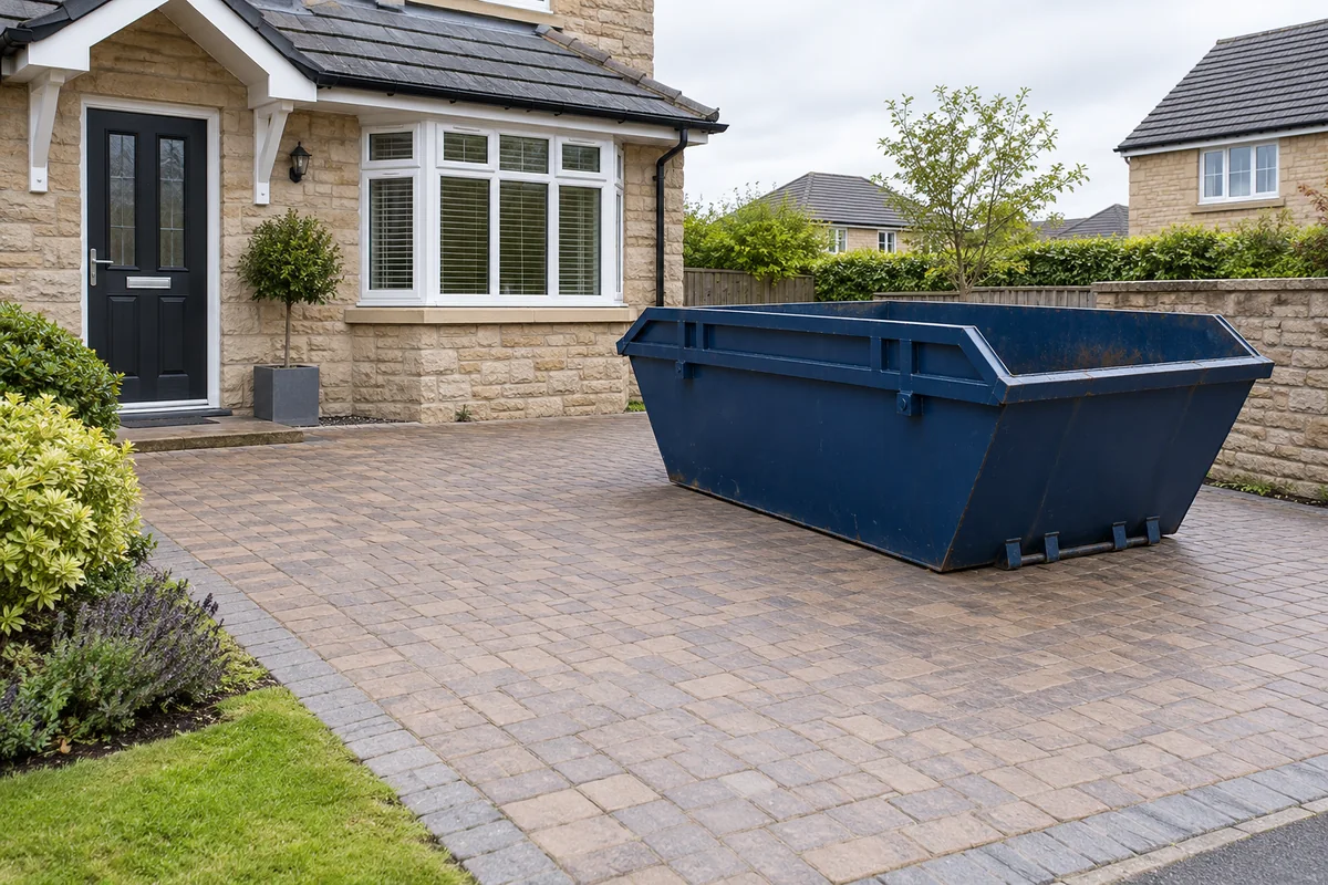 Skip placement on driveway